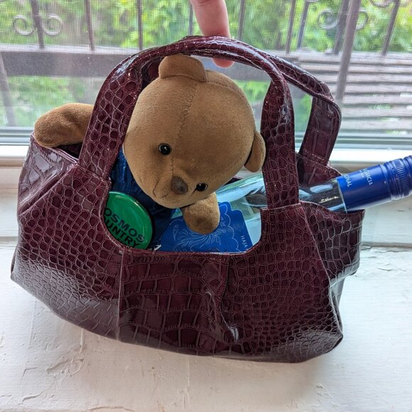 Wine Faux Snakeskin Purse - Picture 5 of 12